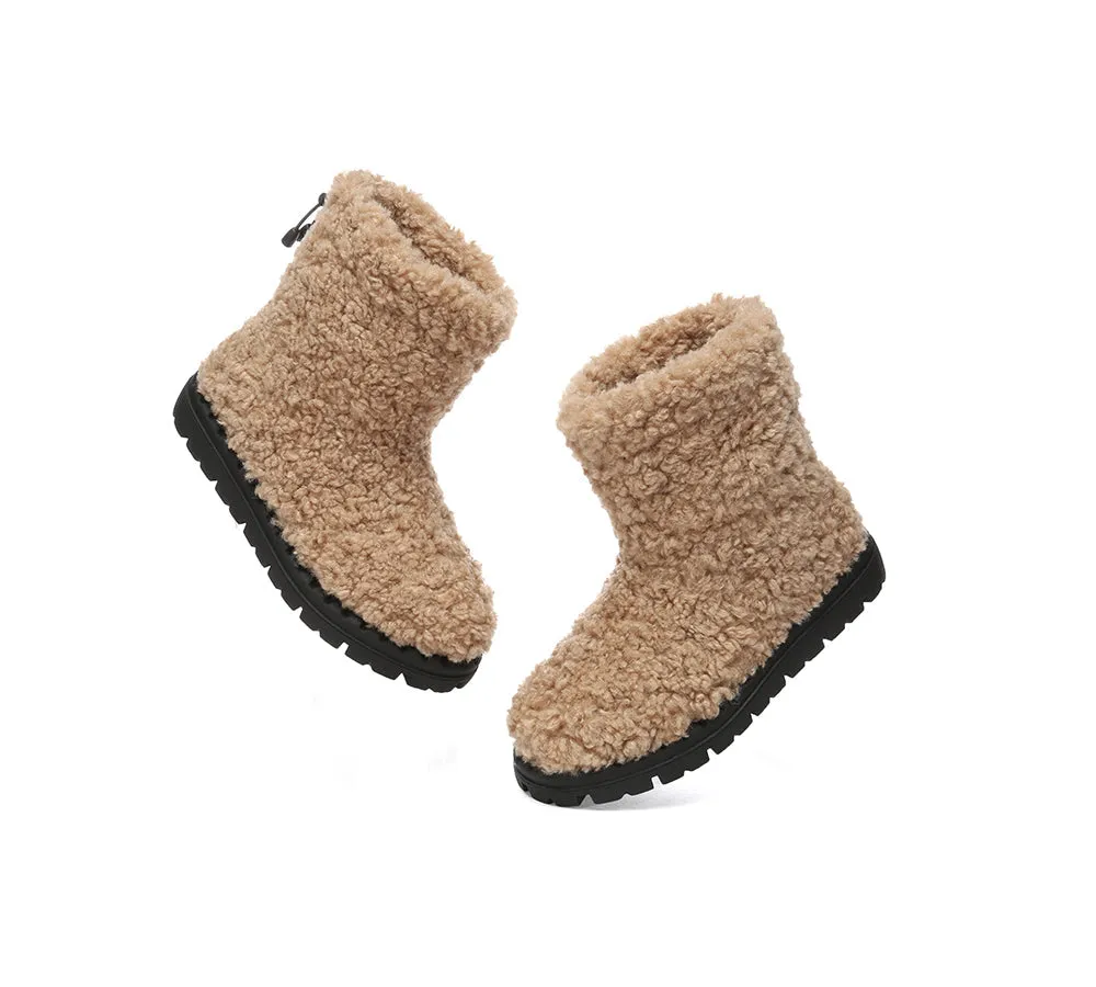 EVERAU® UGG Boots Sheepskin Wool Plush Drawstring Peggy