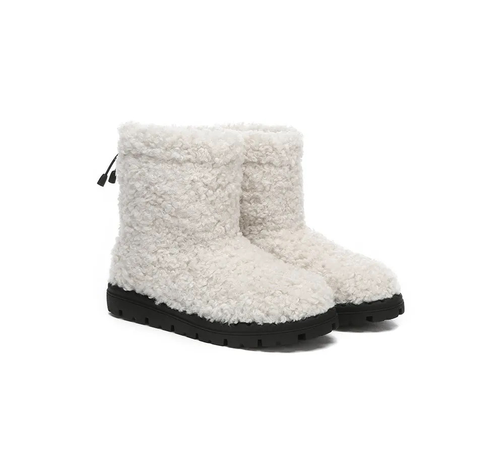 EVERAU® UGG Boots Sheepskin Wool Plush Drawstring Peggy