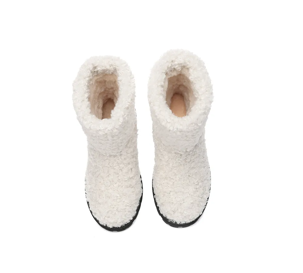 EVERAU® UGG Boots Sheepskin Wool Plush Drawstring Peggy