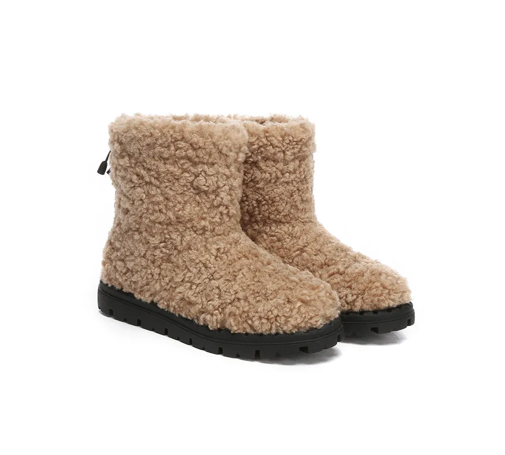 EVERAU® UGG Boots Sheepskin Wool Plush Drawstring Peggy