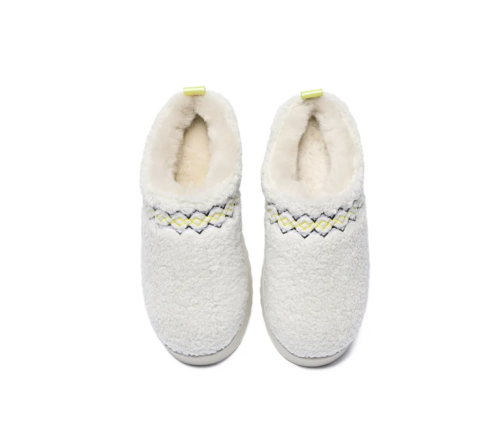 EVERAU® UGG Slippers Sheepskin Wool Plush Ankle Platform Madge