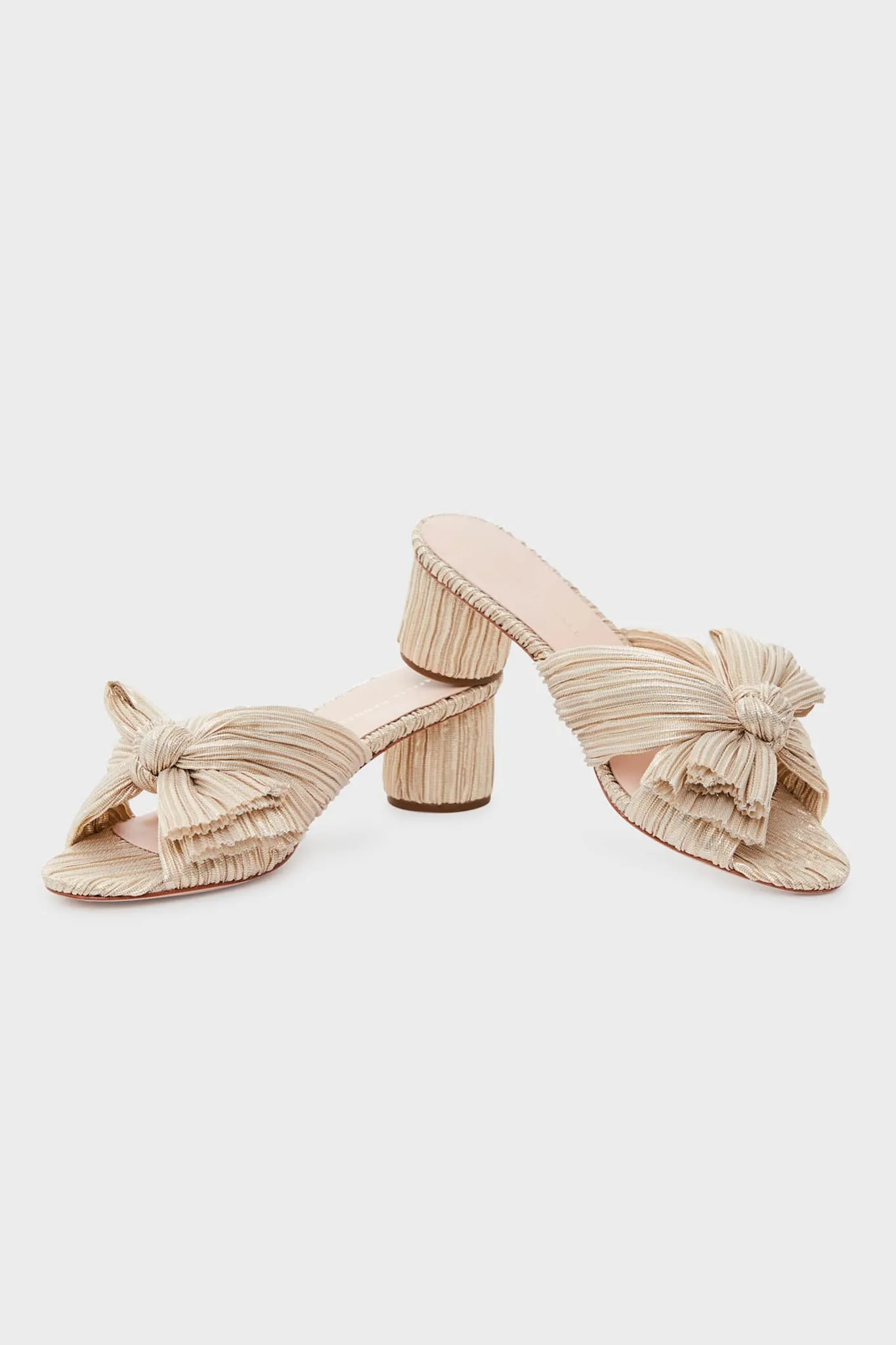 Exclusive Platinum Emilia Pleated Knot Mules