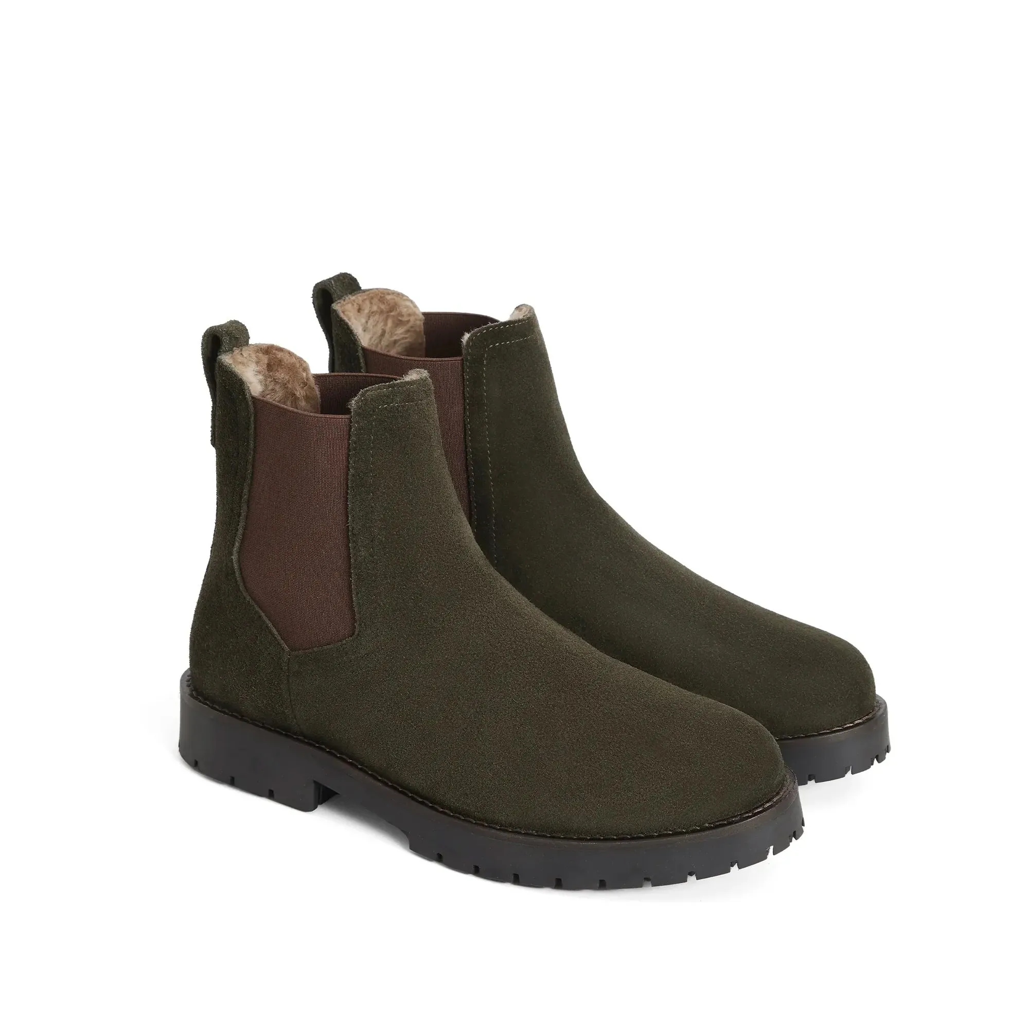 Fairfax & Favor Limited Edition Moss Green Suede Sheepskin Boudica Boots