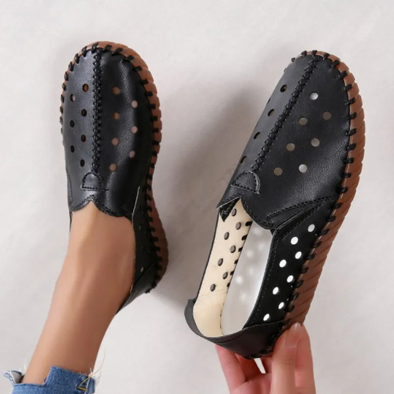 Fashion Spring Autumn Wide Women's Shoes Leather Ballet Flats Women's White Loafers Driving Moccasin Women's Shoes Foot Bone