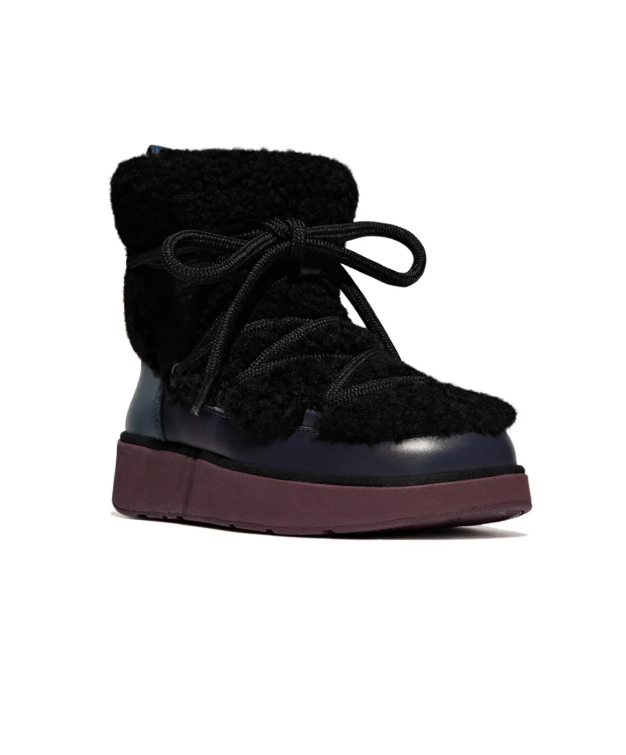 FitFlop Gen FF x Roksanda Curly Shearling Lace Ankle Boots Black Mix