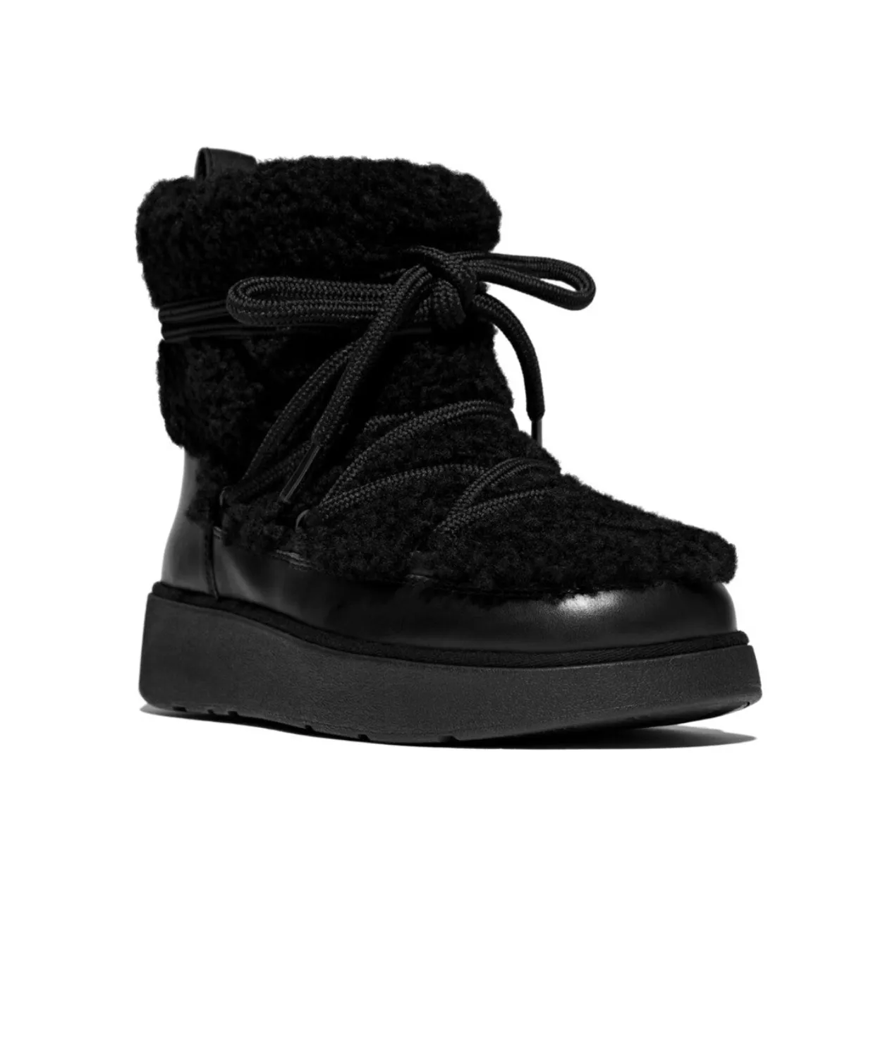 FitFlop Gen FF x Roksanda Curly Shearling Lace Ankle Boots Black