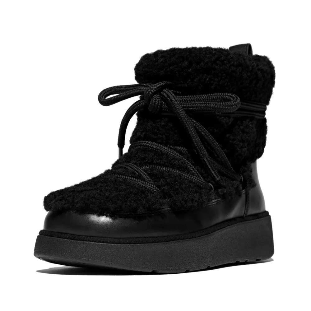 FitFlop Gen FF x Roksanda Curly Shearling Lace Ankle Boots Black