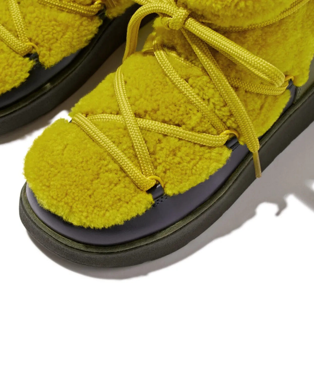 FitFlop Gen FF x Roksanda Curly Shearling Lace Ankle Boots Chartreuse Mix