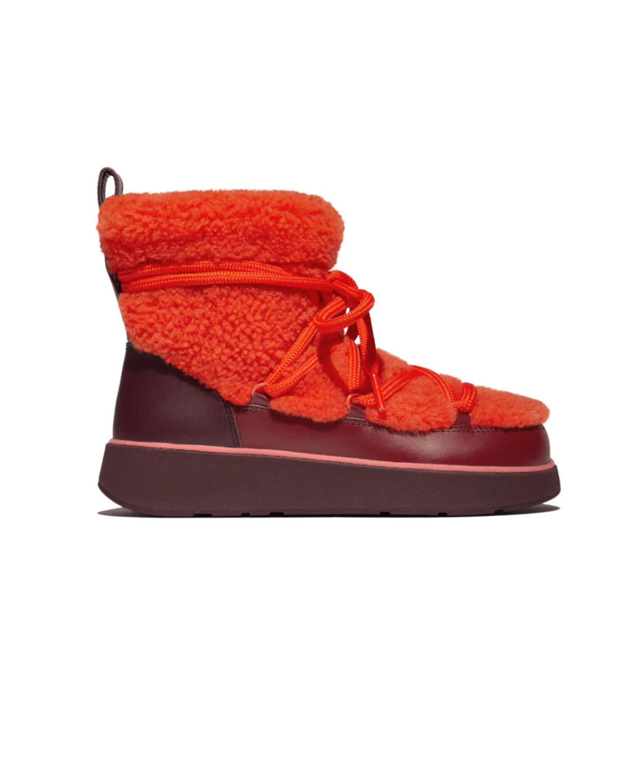 FitFlop Gen FF x Roksanda Curly Shearling Lace Ankle Boots Tangerine Mix