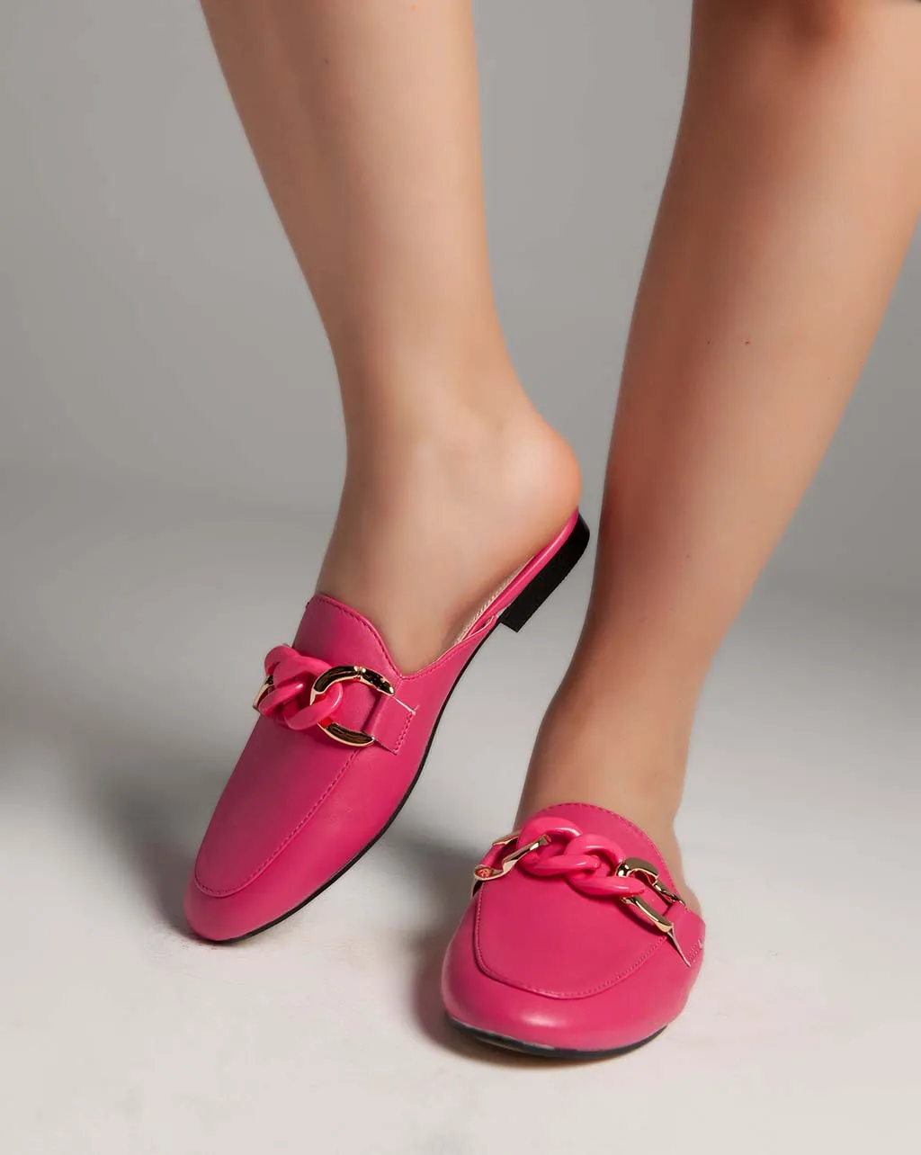 Flat Closed Toe Mules - Slippers - Pink