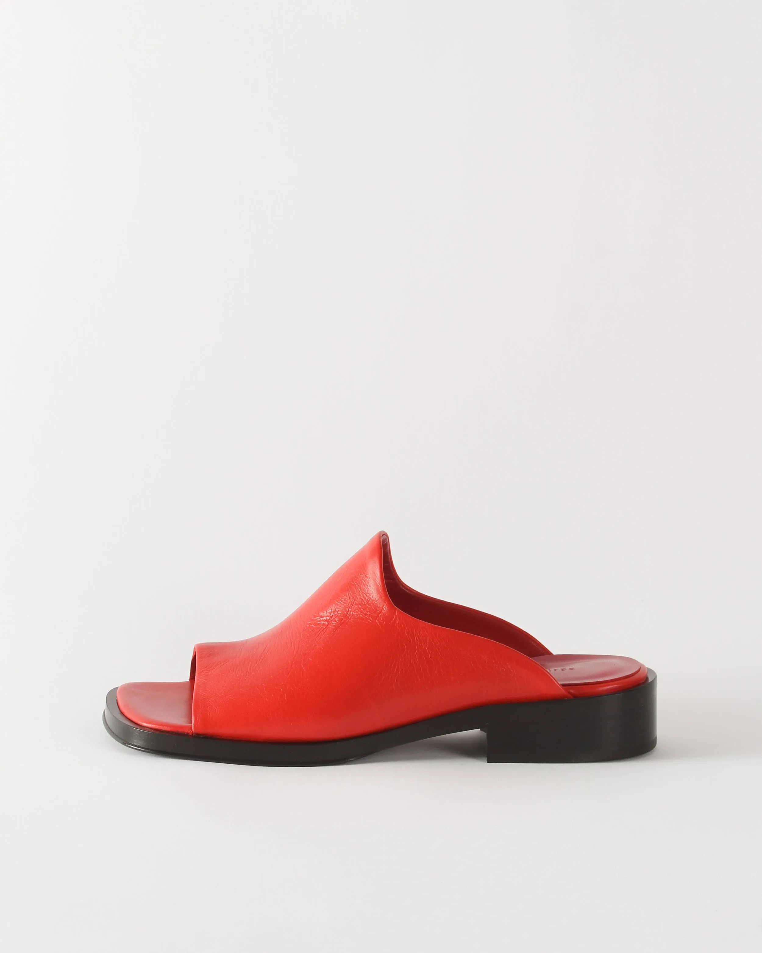 Flat Mule Leather Rosso