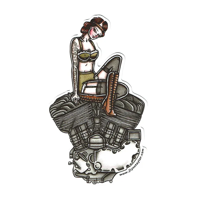 Flathead Engine Pinup Sticker