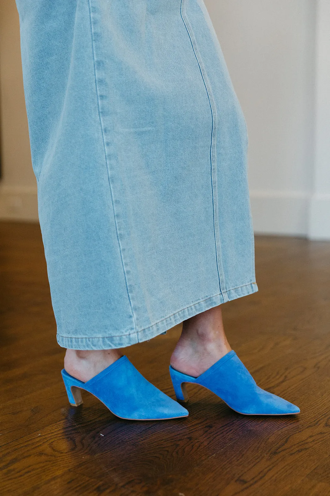 Frances Blue Heeled Mule - Blue