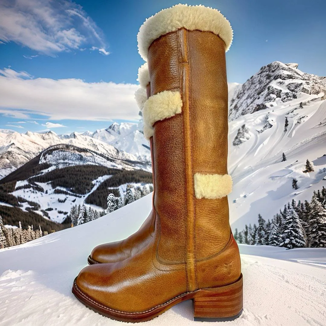 FRYE Vintage Campus Shearling Brown Tall Knee High Western Boots