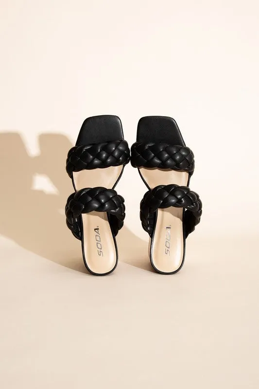 FS CLEARANCE BUGGY-S Braided Stras Mule Heels