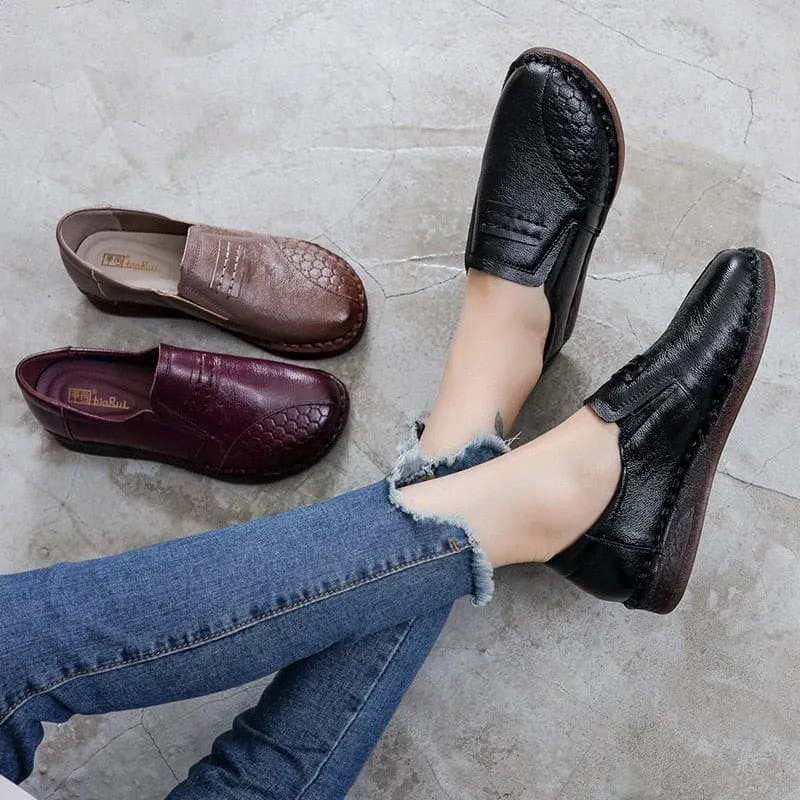 Genuine Leather Mother Soft Comfortable Casual Flats Non-slip Shoes