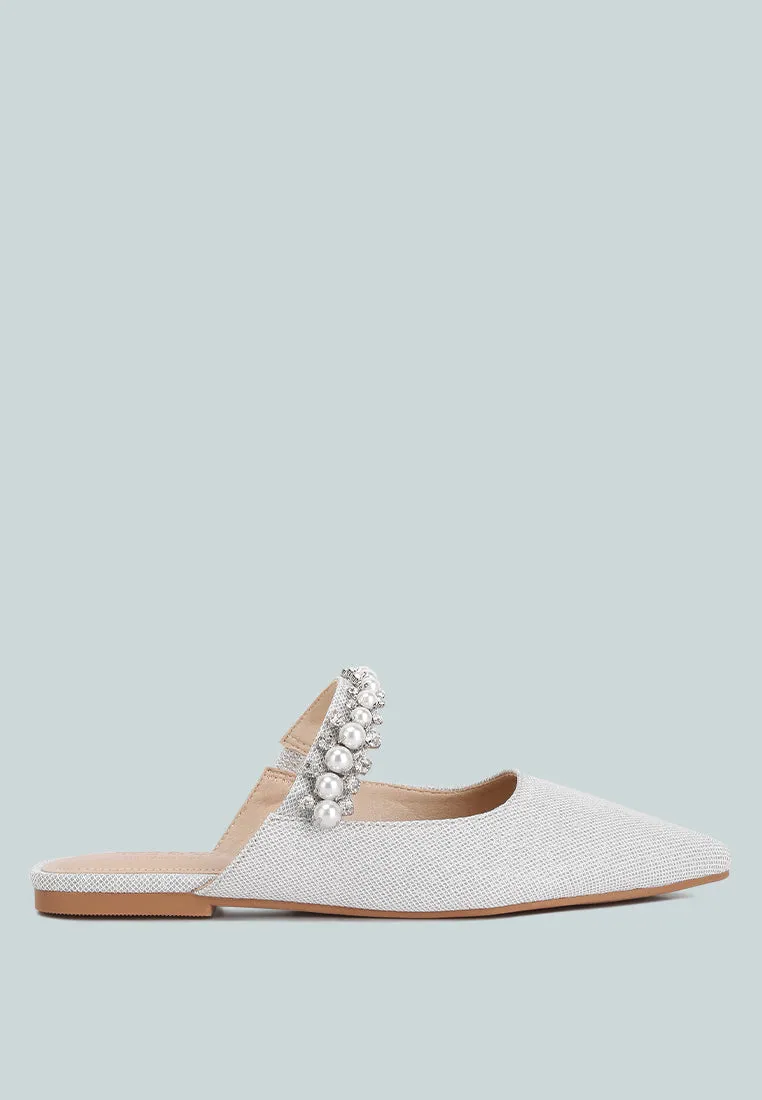 Geode Pearl Embellished Slip On Mules