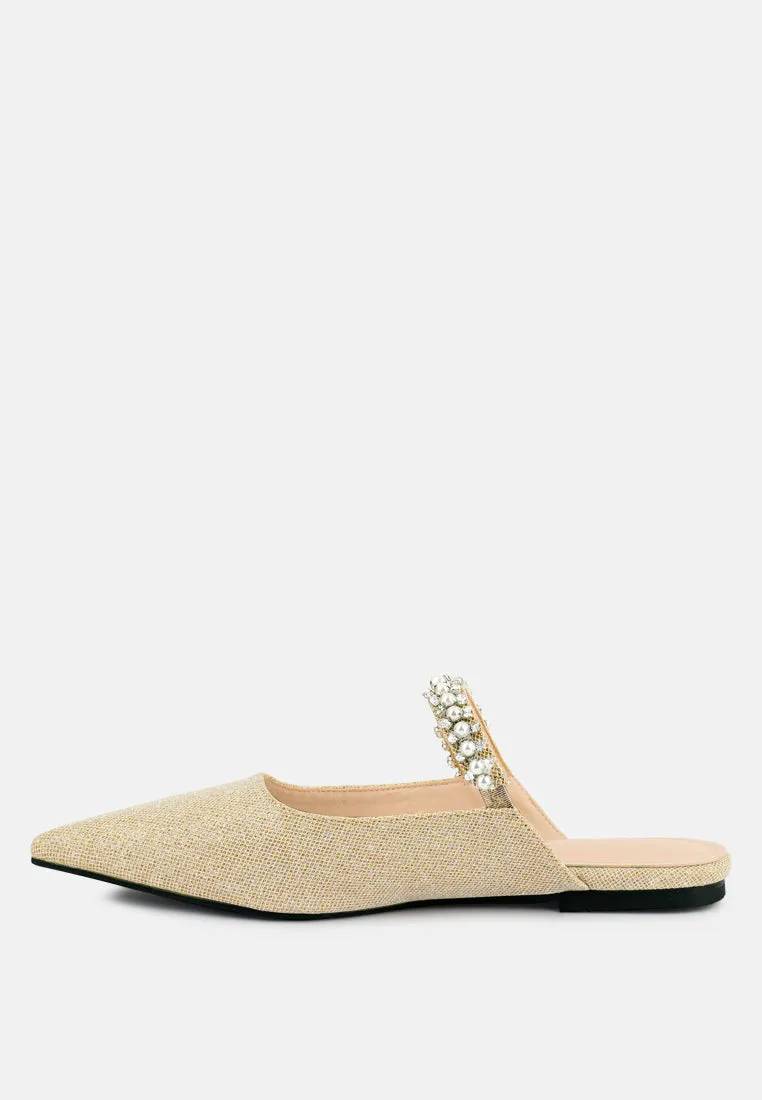 Geode Pearl Embellished Slip On Mules