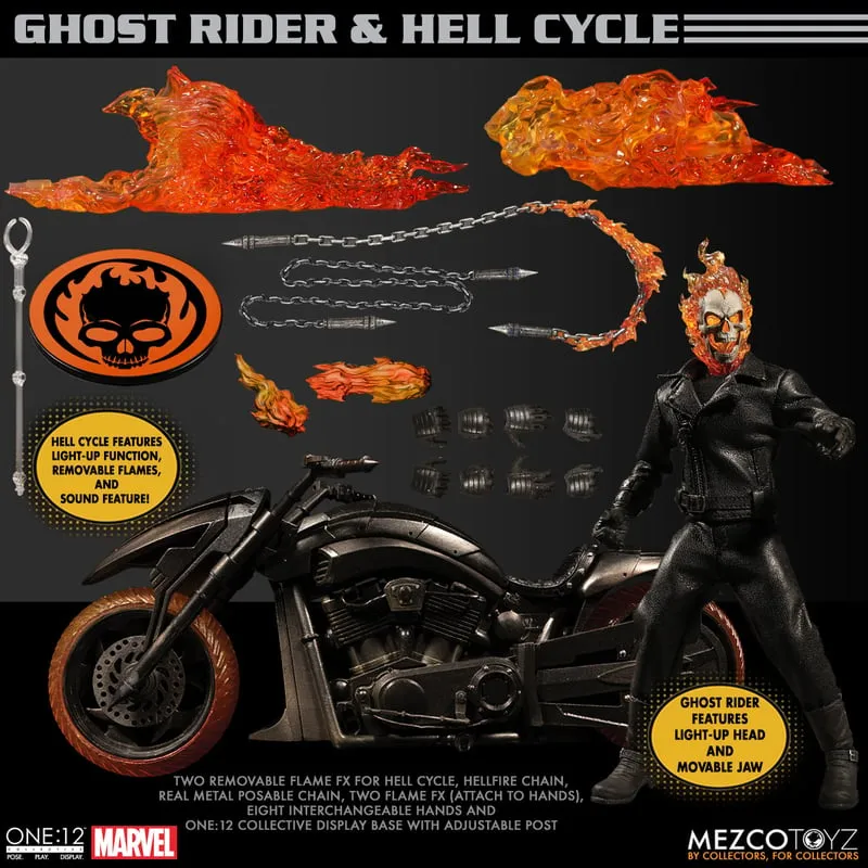 Ghost Rider and Hell Cycle One:12 Collective action figure set by Mezco