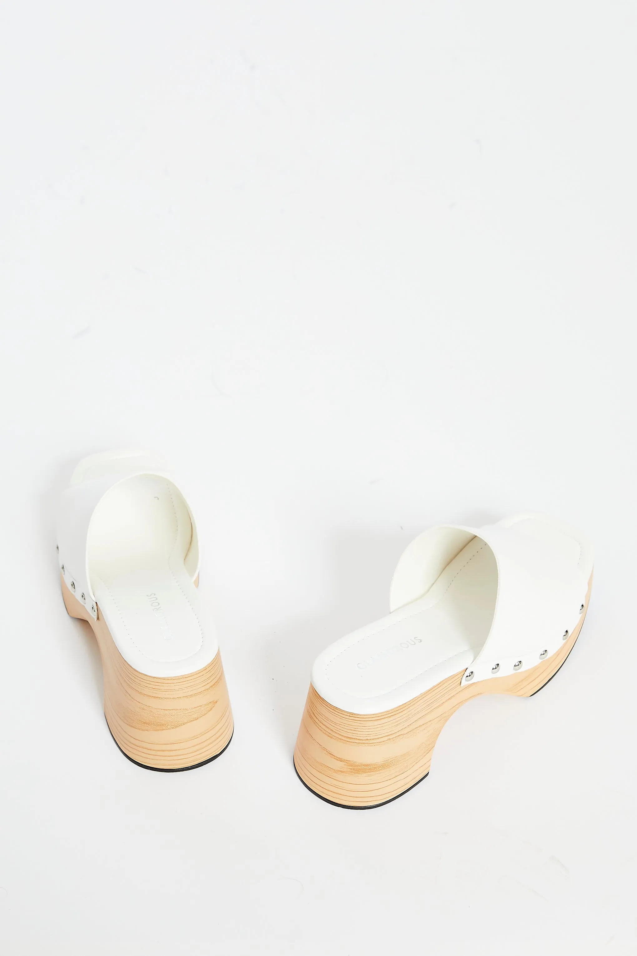 Glamorous White Open Toe Mule Clog Sandals