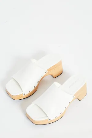 Glamorous White Open Toe Mule Clog Sandals