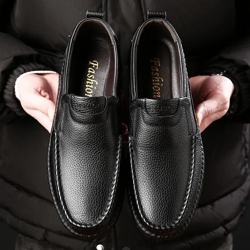 Handmade Genuine Leather Loafers Soft Casual Shoes for Men dress shoes Breathable Driving Shoes