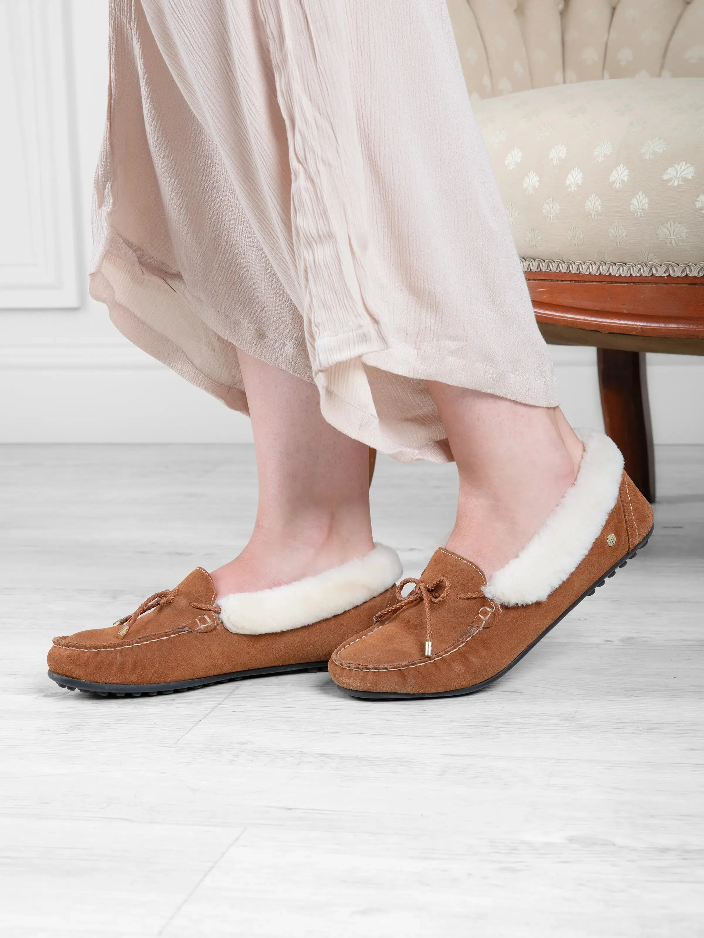 Henley Slipper - Shearling Lined Tan Suede