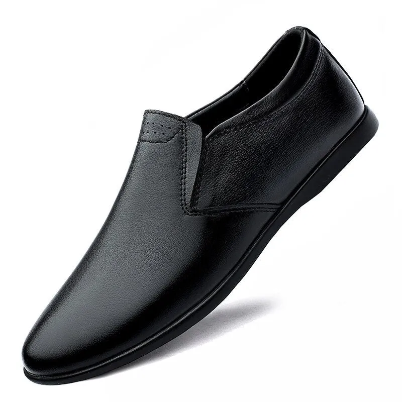 High Quality Leather Wedding Men's Dress Shoes Work Office Men's Formal Shoes Trend Soft Flat Bottom Men's Driving Leather Shoes