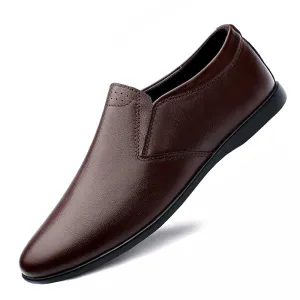 High Quality Leather Wedding Men's Dress Shoes Work Office Men's Formal Shoes Trend Soft Flat Bottom Men's Driving Leather Shoes