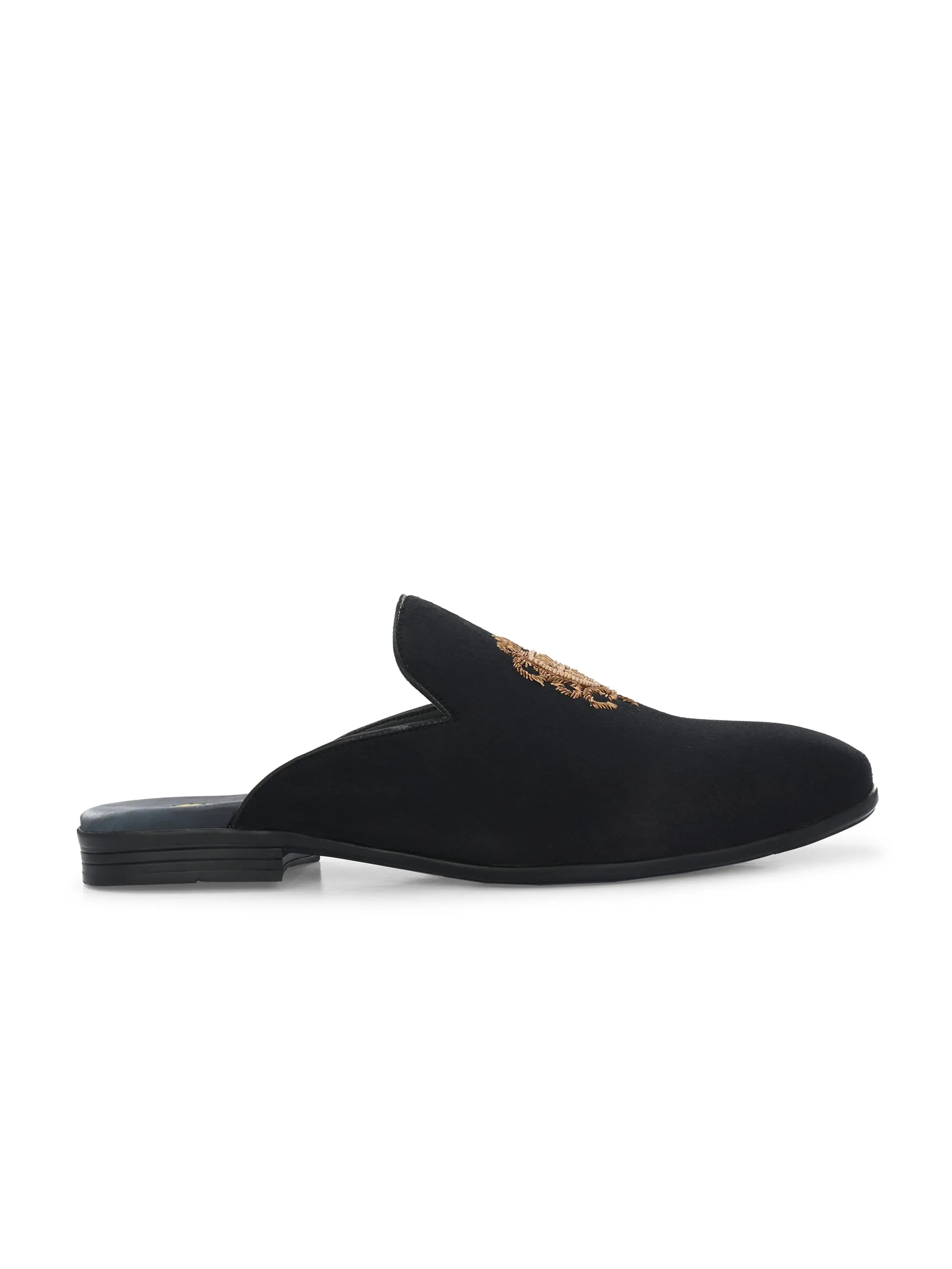 Hitz Men's Black Velvet Moles Shoes