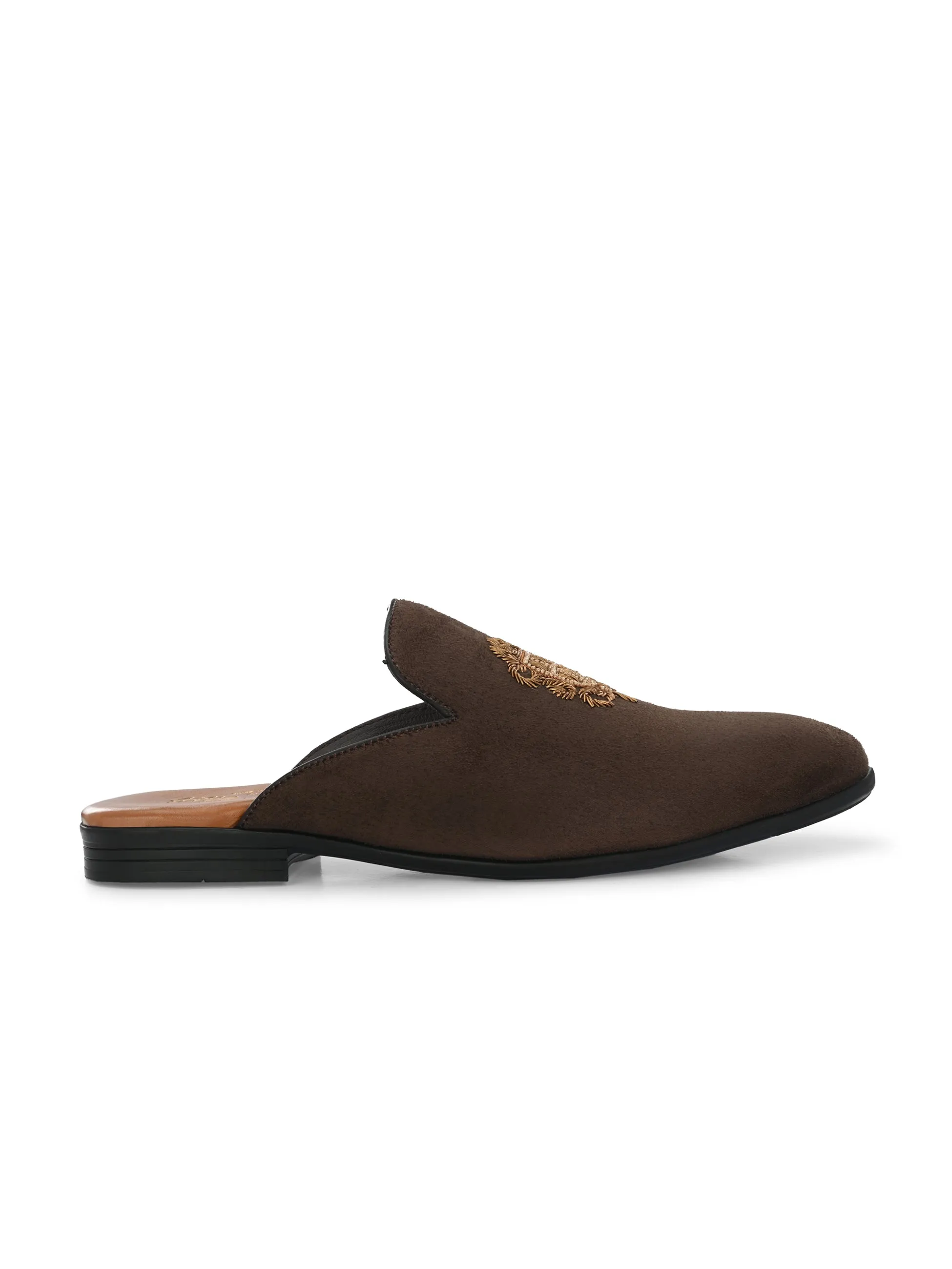 Hitz Men's Brown Velvet Moles Shoes