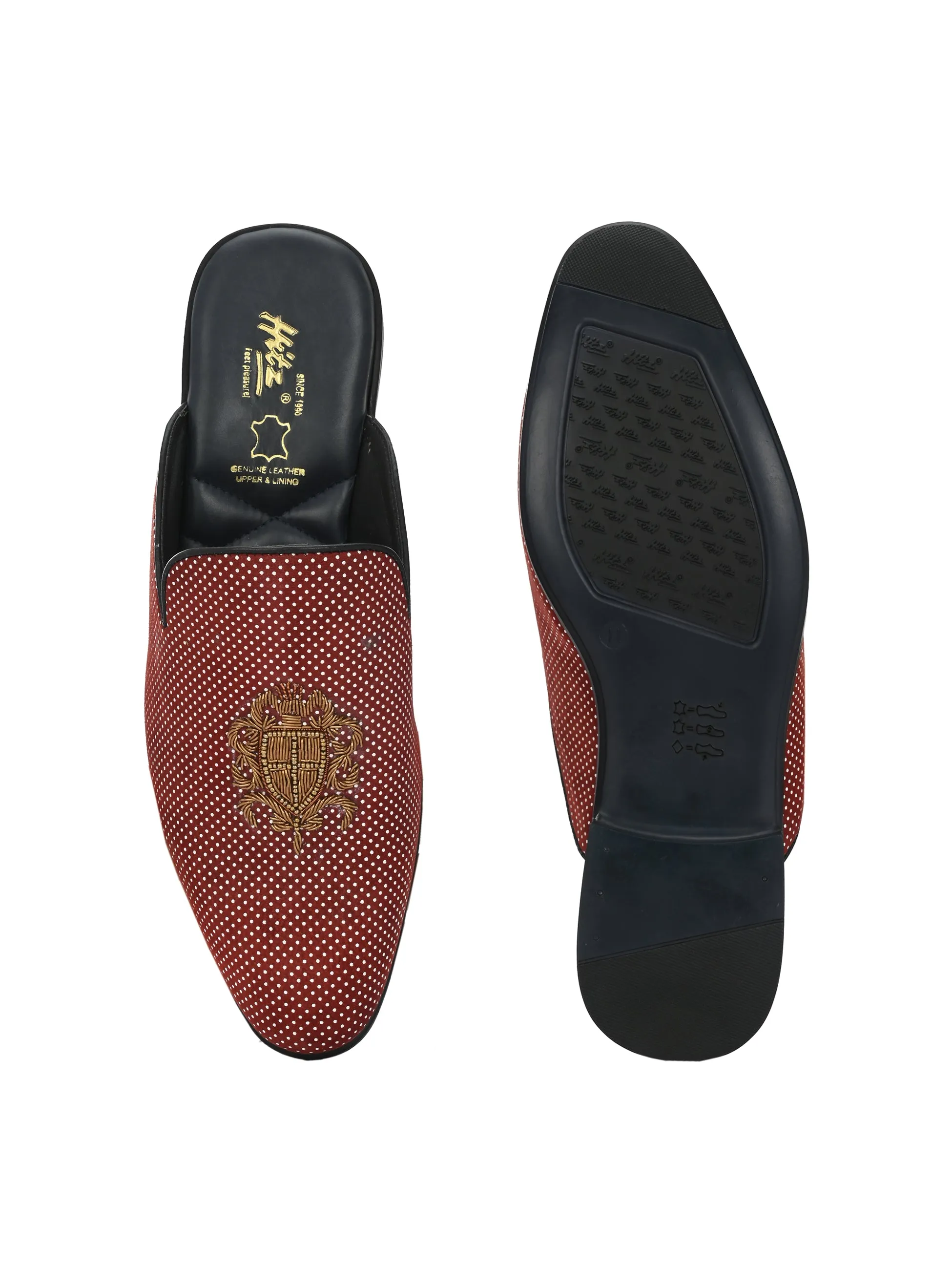 HITZ6348 Men's Red Leather Ethnic Mule