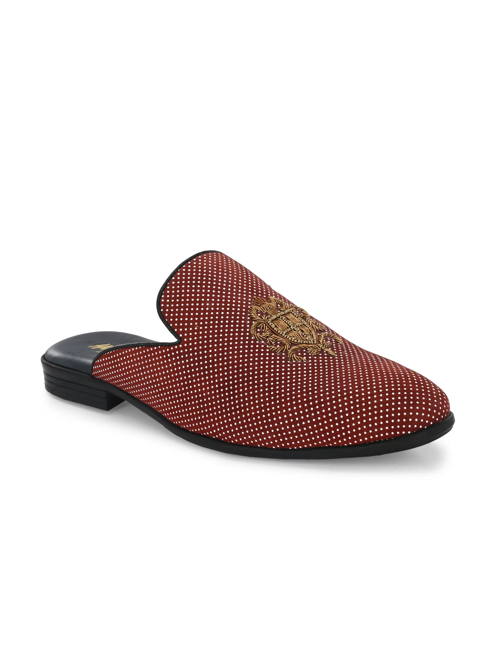 HITZ6348 Men's Red Leather Ethnic Mule