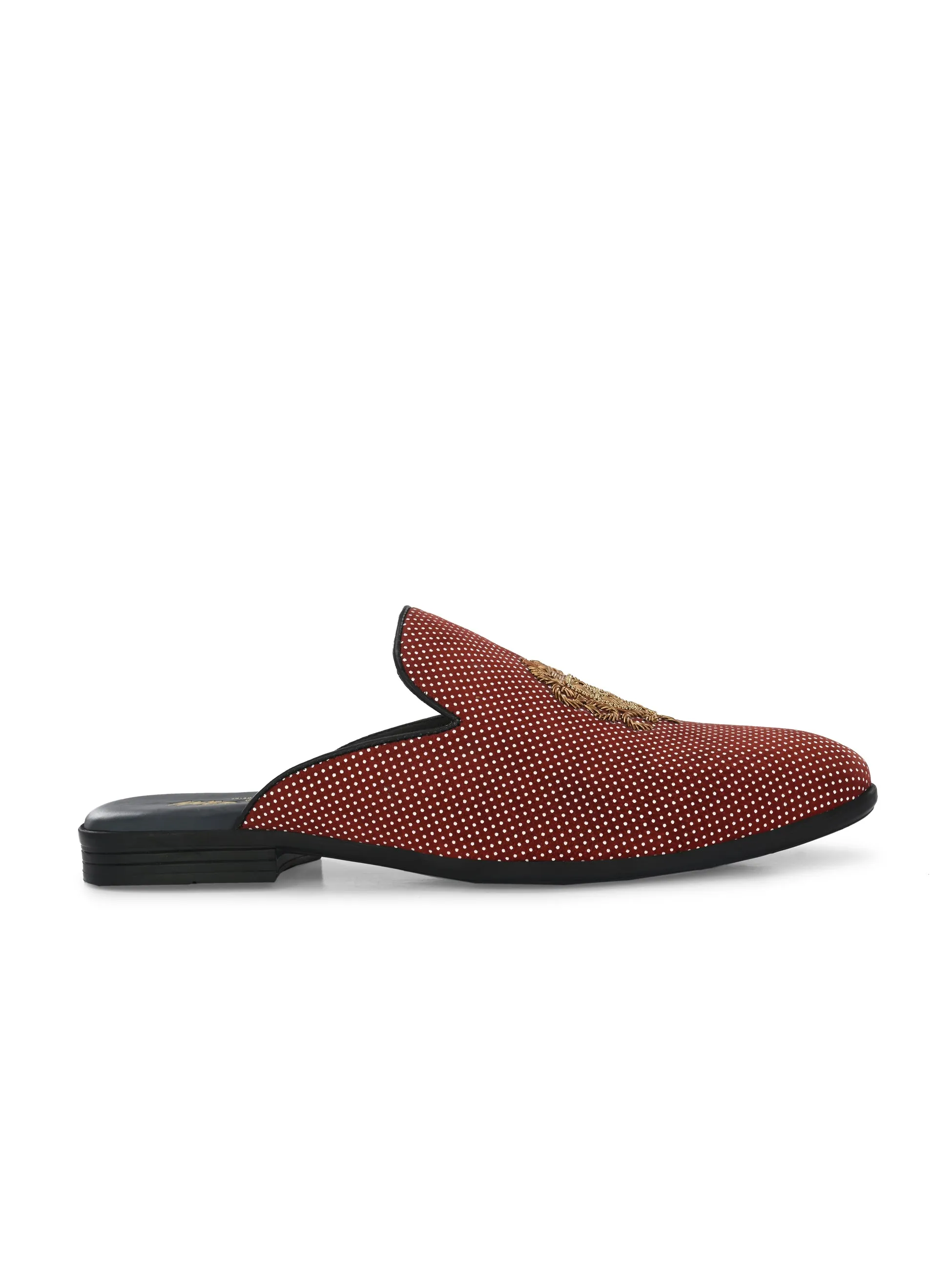 HITZ6348 Men's Red Leather Ethnic Mule