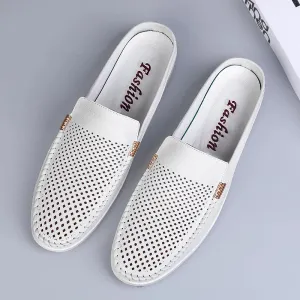 Hnzxzm Men's Sandals New Brand Casual Muller Shoes Men's Summer Comfort Soft Half Love Vintage Leather Breathable Casual Slippers