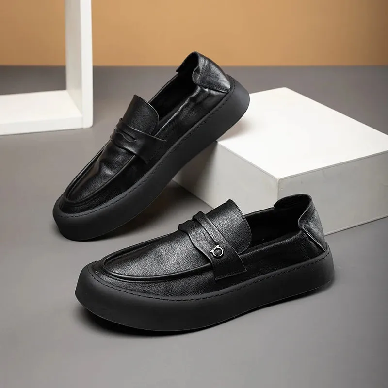 Hnzxzm Men's Shoes, Summer Leisure Loafers, British Work Leather Shoes, Driving Special Bean Shoes