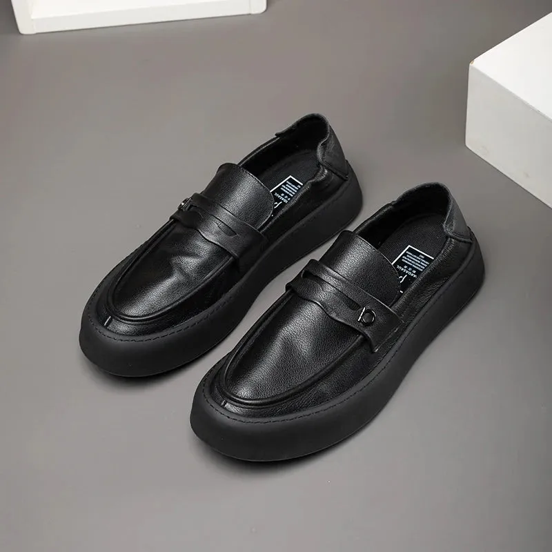 Hnzxzm Men's Shoes, Summer Leisure Loafers, British Work Leather Shoes, Driving Special Bean Shoes