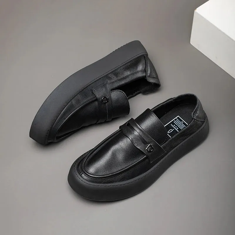 Hnzxzm Men's Shoes, Summer Leisure Loafers, British Work Leather Shoes, Driving Special Bean Shoes