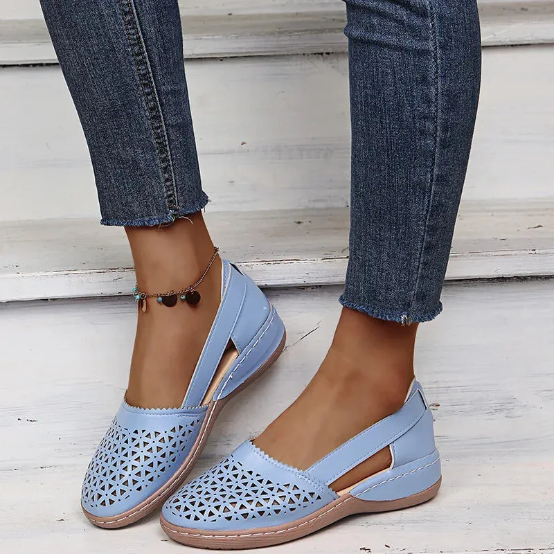 Hnzxzm New Women Wedges Sandals Hollow Out Vintage Woman Shoes Slip on Casual Sewing Ladies Sandal Female Summer Zapatos Muje