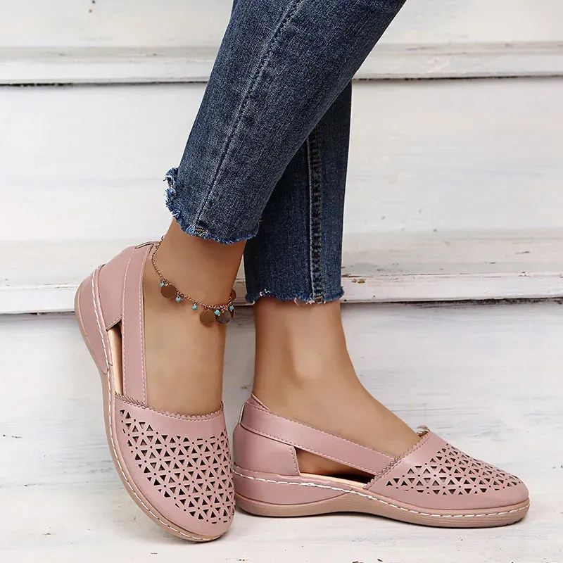 Hnzxzm New Women Wedges Sandals Hollow Out Vintage Woman Shoes Slip on Casual Sewing Ladies Sandal Female Summer Zapatos Muje