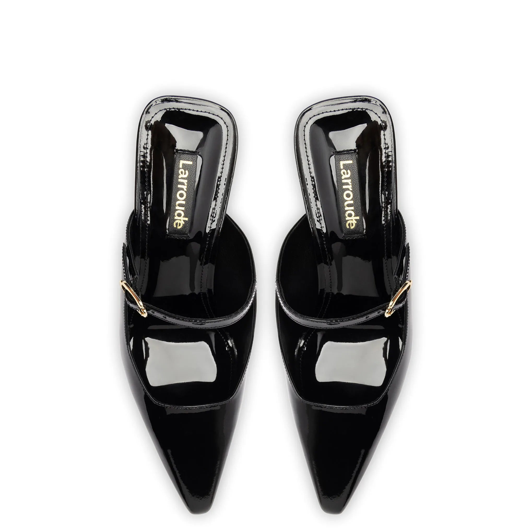 Ines Mule In Black Patent Leather by Larroudé