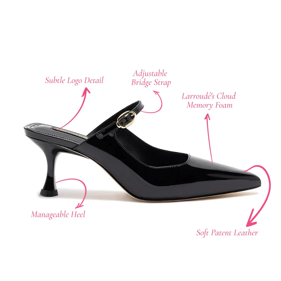 Ines Mule In Black Patent Leather by Larroudé