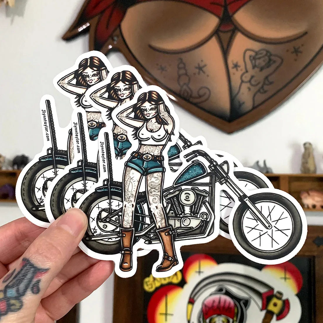 Ironhead Chopper Pinup Sticker