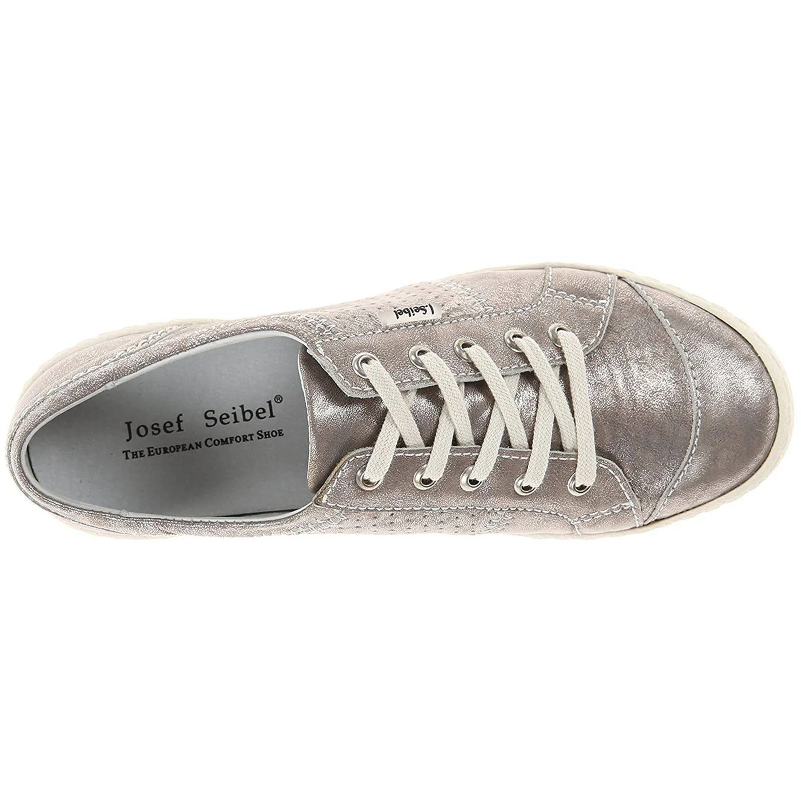 Josef Seibel Caspian Platinum Womens Leather Low-top Casual Fashion Trainers - UK 6