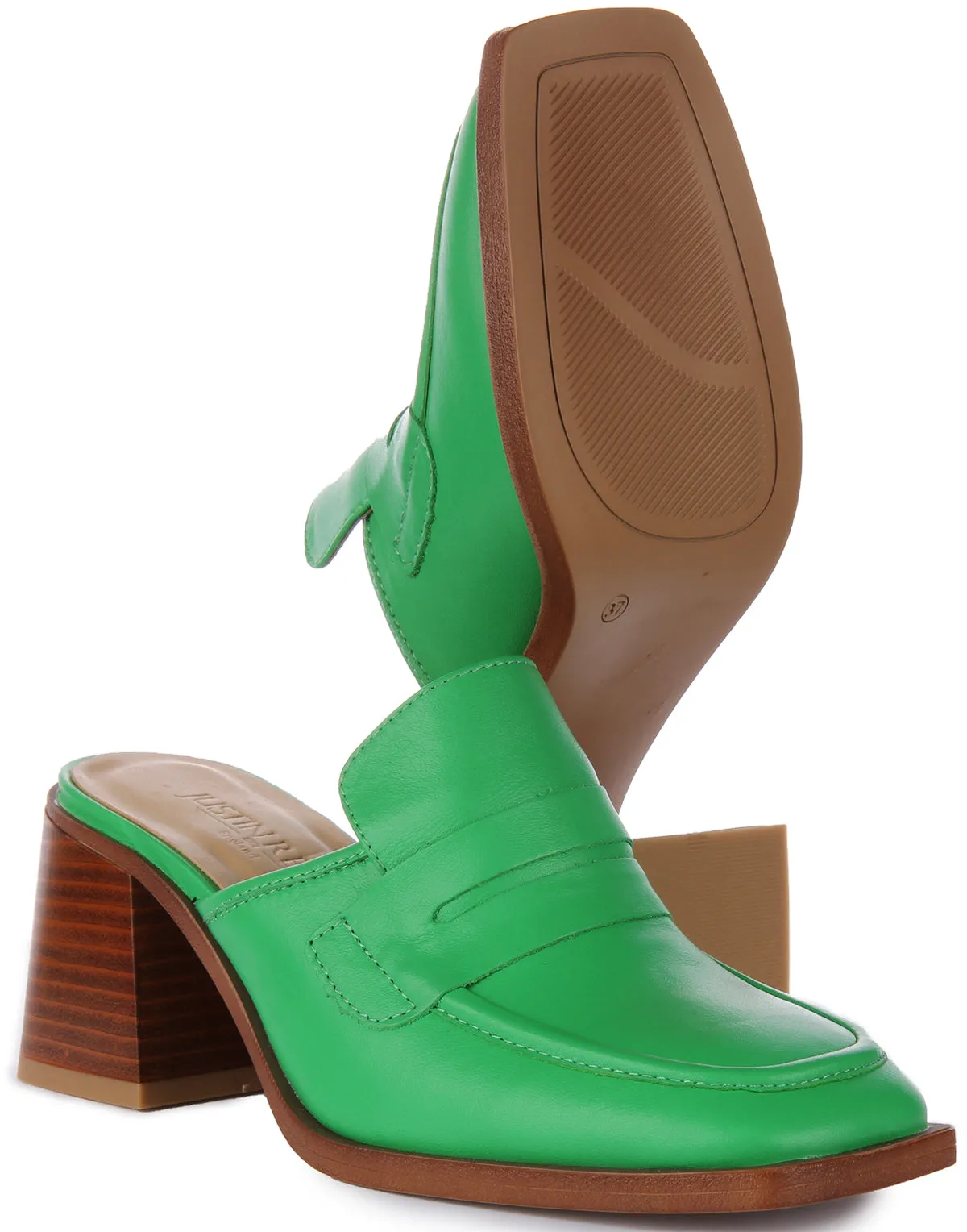 Justinreess England Charlie Open Shoes In Green For Women