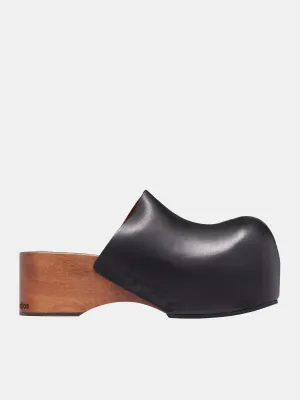 Leather Wood Clogs (BD0316-BLACK)