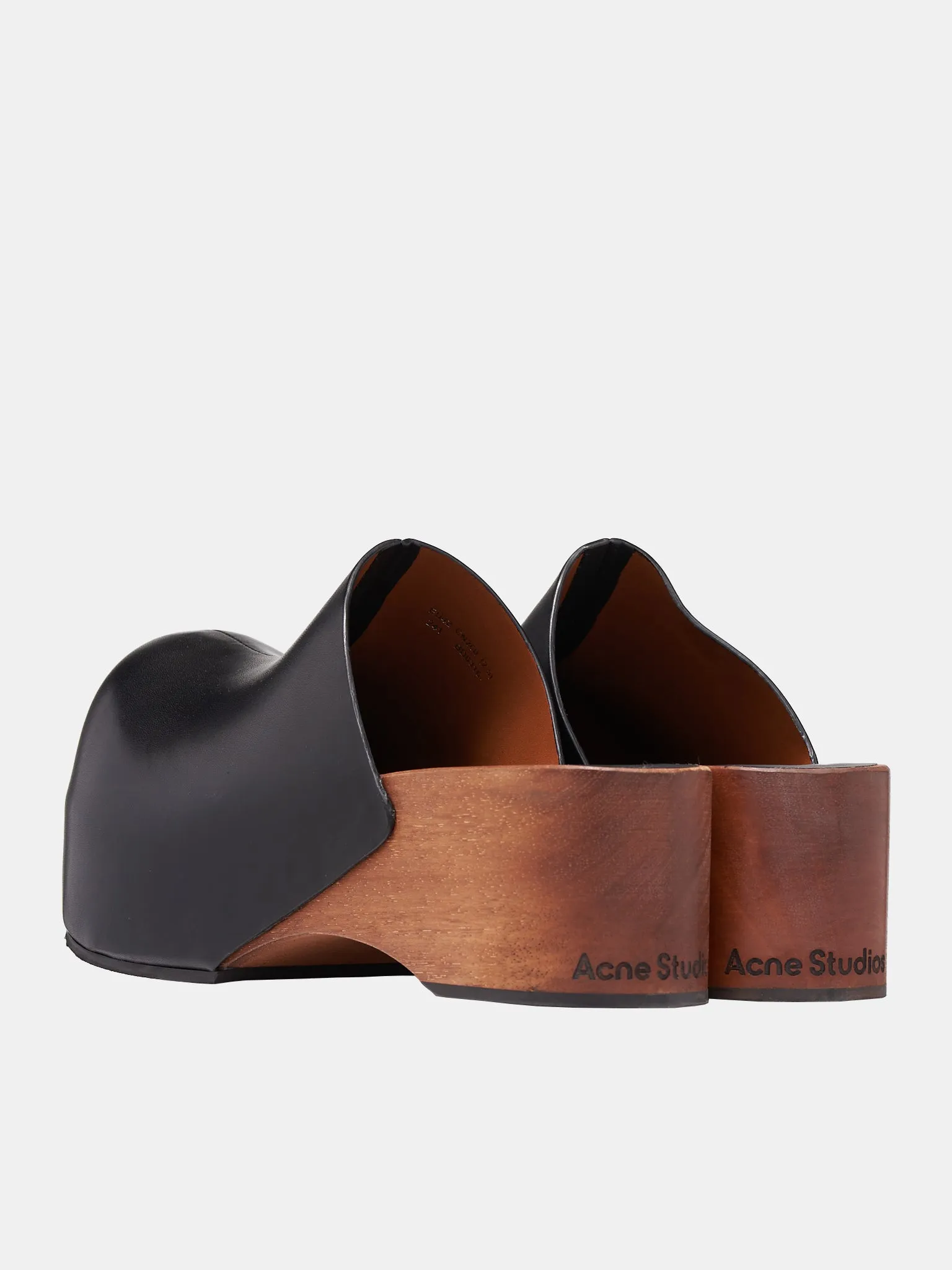 Leather Wood Clogs (BD0316-BLACK)