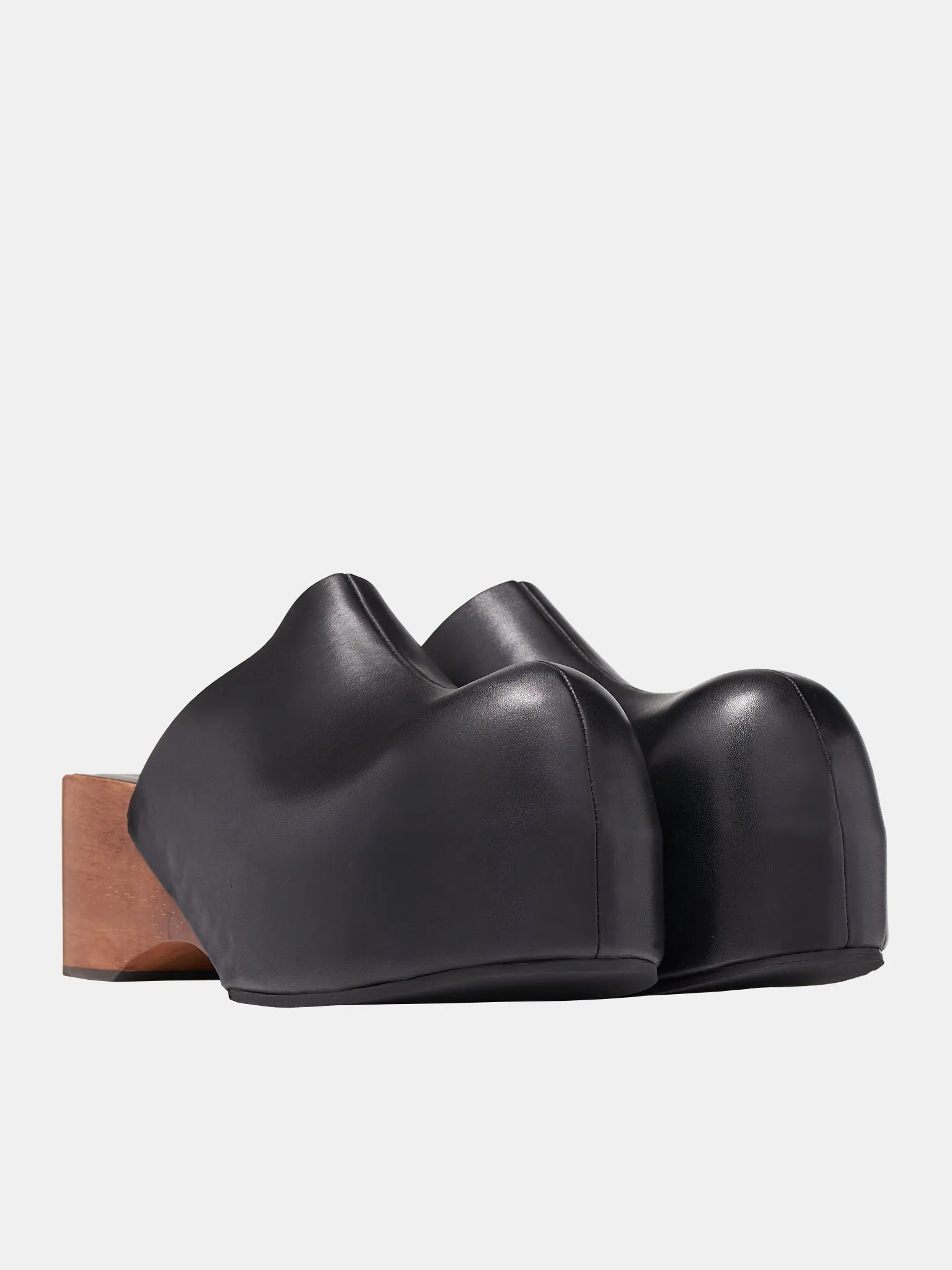 Leather Wood Clogs (BD0316-BLACK)