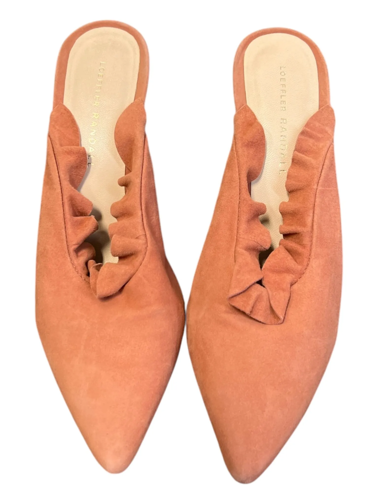 Loeffler Randall Shoe Size 8 Dark Peach Suede Pointed Toe Ruffle Detail Shoes