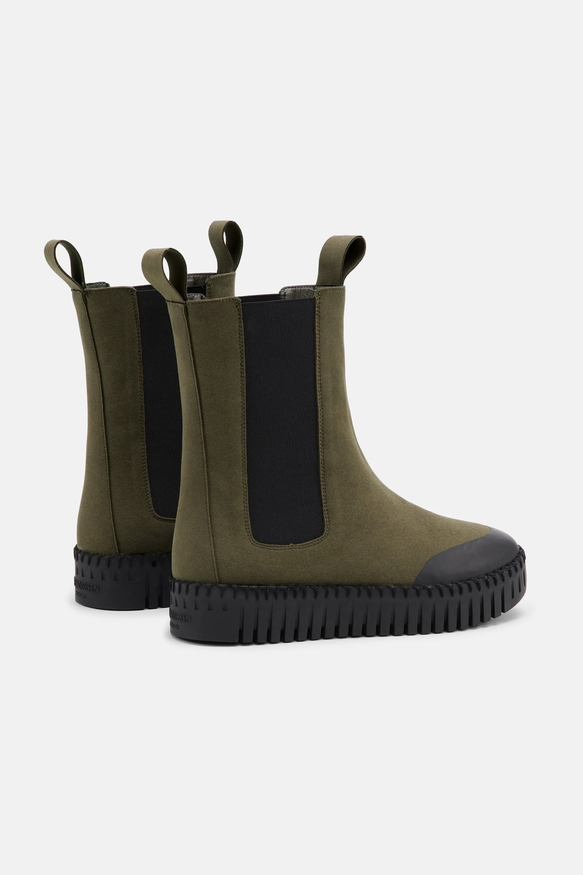 Long Chelsea Boots - Deep Olive Black